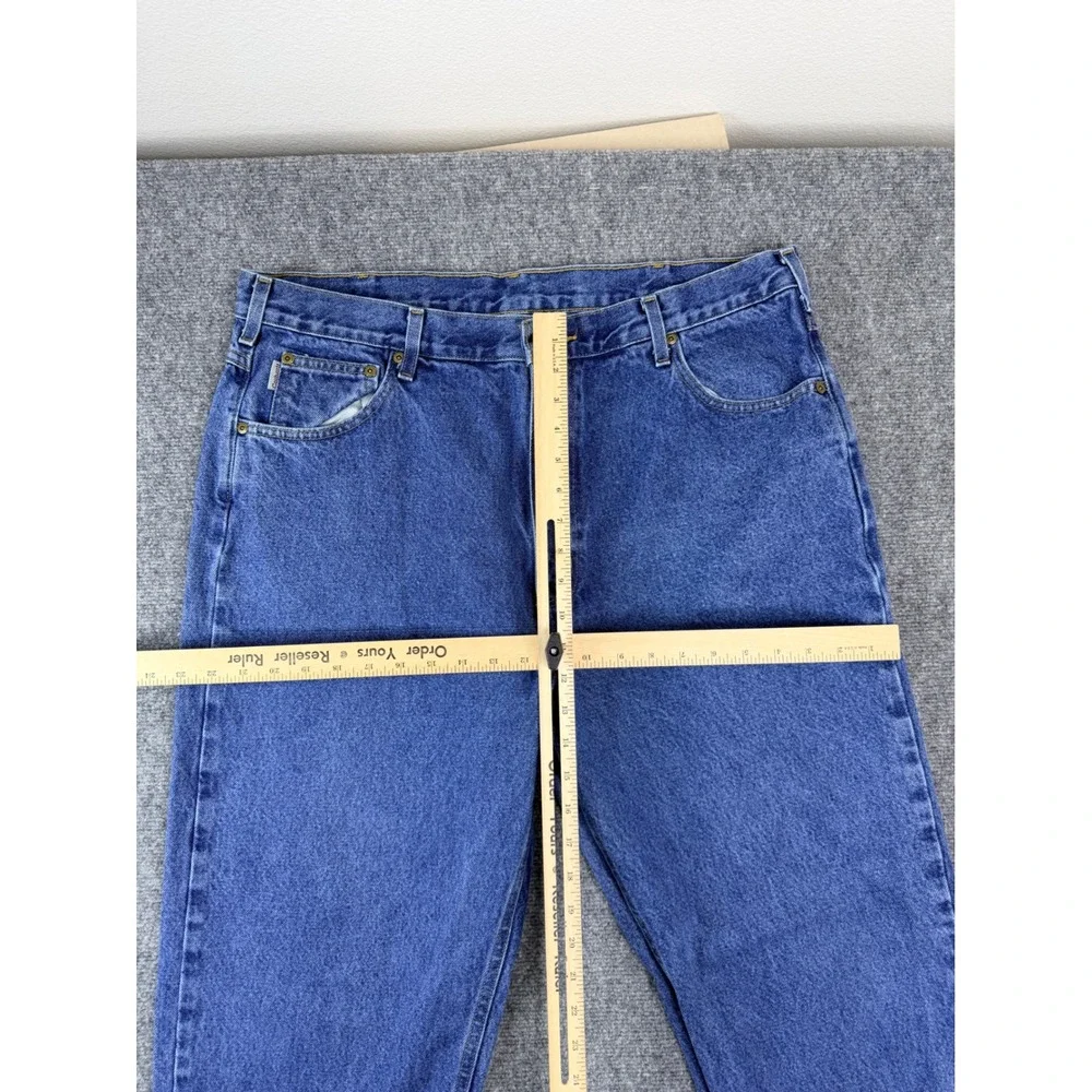 Carhartt B17 DST Relaxed Fit Jeans Mens 40x34 Blue Denim Custom Cut Raw Hem 28in